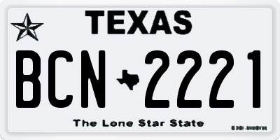 TX license plate BCN2221