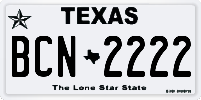 TX license plate BCN2222