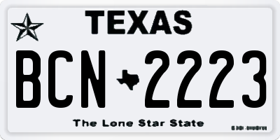 TX license plate BCN2223