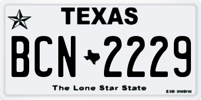 TX license plate BCN2229