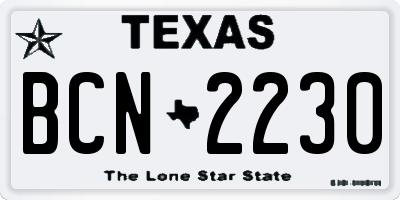 TX license plate BCN2230