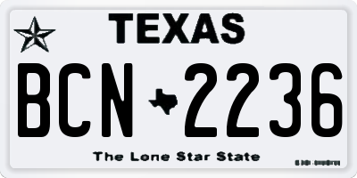 TX license plate BCN2236