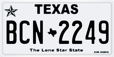 TX license plate BCN2249