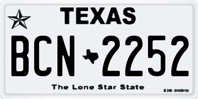 TX license plate BCN2252