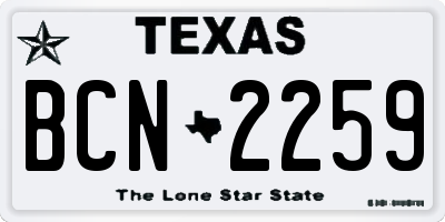 TX license plate BCN2259