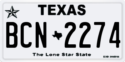 TX license plate BCN2274
