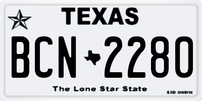 TX license plate BCN2280