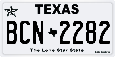 TX license plate BCN2282