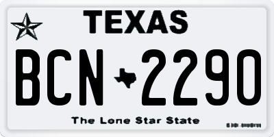 TX license plate BCN2290