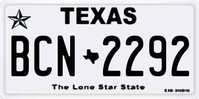 TX license plate BCN2292