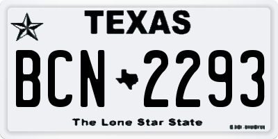 TX license plate BCN2293
