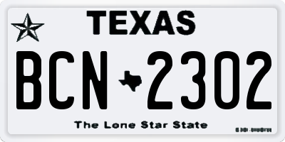 TX license plate BCN2302