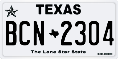 TX license plate BCN2304
