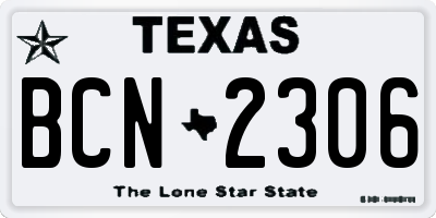TX license plate BCN2306