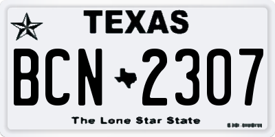 TX license plate BCN2307