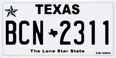 TX license plate BCN2311