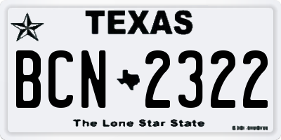 TX license plate BCN2322