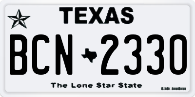 TX license plate BCN2330