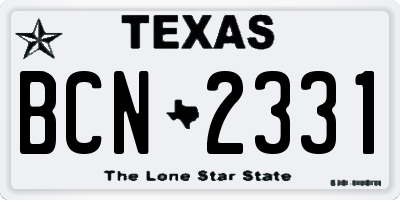 TX license plate BCN2331