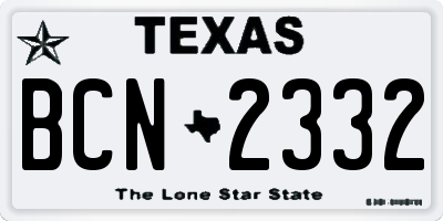 TX license plate BCN2332