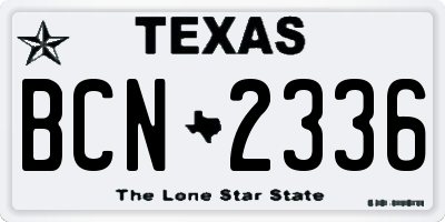 TX license plate BCN2336
