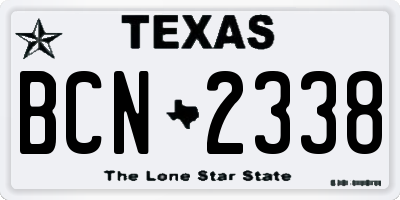 TX license plate BCN2338