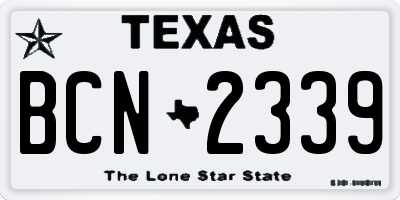 TX license plate BCN2339