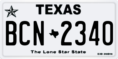 TX license plate BCN2340