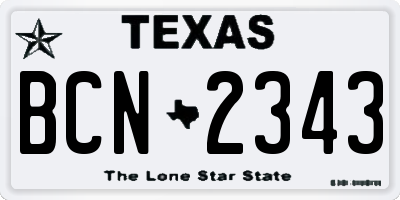 TX license plate BCN2343