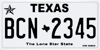 TX license plate BCN2345