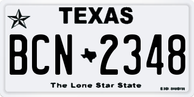 TX license plate BCN2348