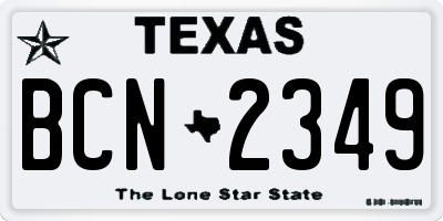 TX license plate BCN2349