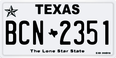 TX license plate BCN2351