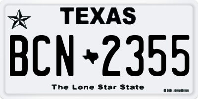 TX license plate BCN2355