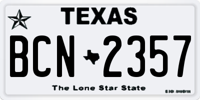 TX license plate BCN2357