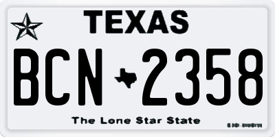 TX license plate BCN2358
