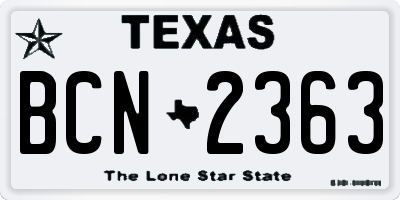 TX license plate BCN2363