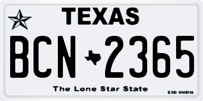 TX license plate BCN2365