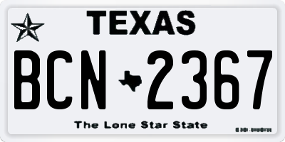 TX license plate BCN2367