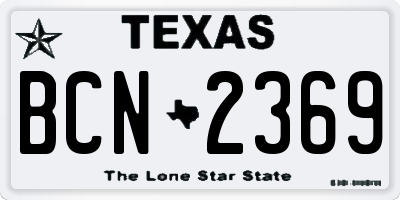 TX license plate BCN2369