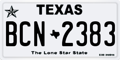 TX license plate BCN2383