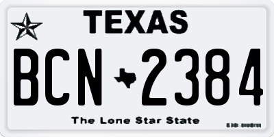 TX license plate BCN2384
