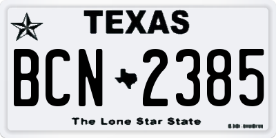 TX license plate BCN2385