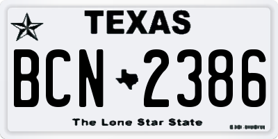 TX license plate BCN2386