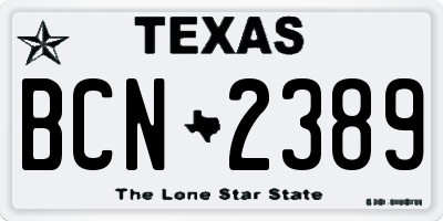 TX license plate BCN2389