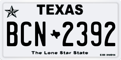 TX license plate BCN2392