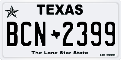 TX license plate BCN2399