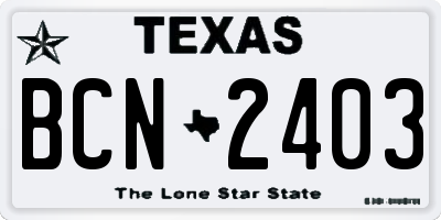 TX license plate BCN2403