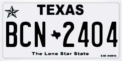 TX license plate BCN2404