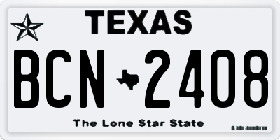 TX license plate BCN2408